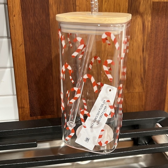 Cute🎅🏻🎄Square Candy Cane Glass Cup - Picture 1 of 16